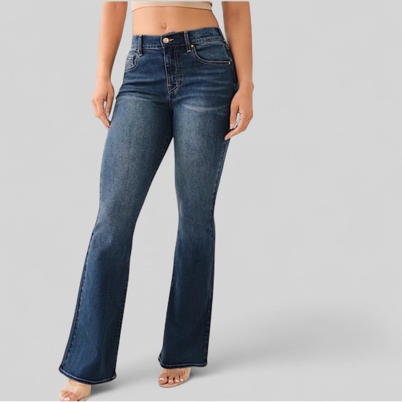 True Religion-Charlie High rise flare jeans, blue- size 27-NWT-retails $159 - Picture 1 of 12
